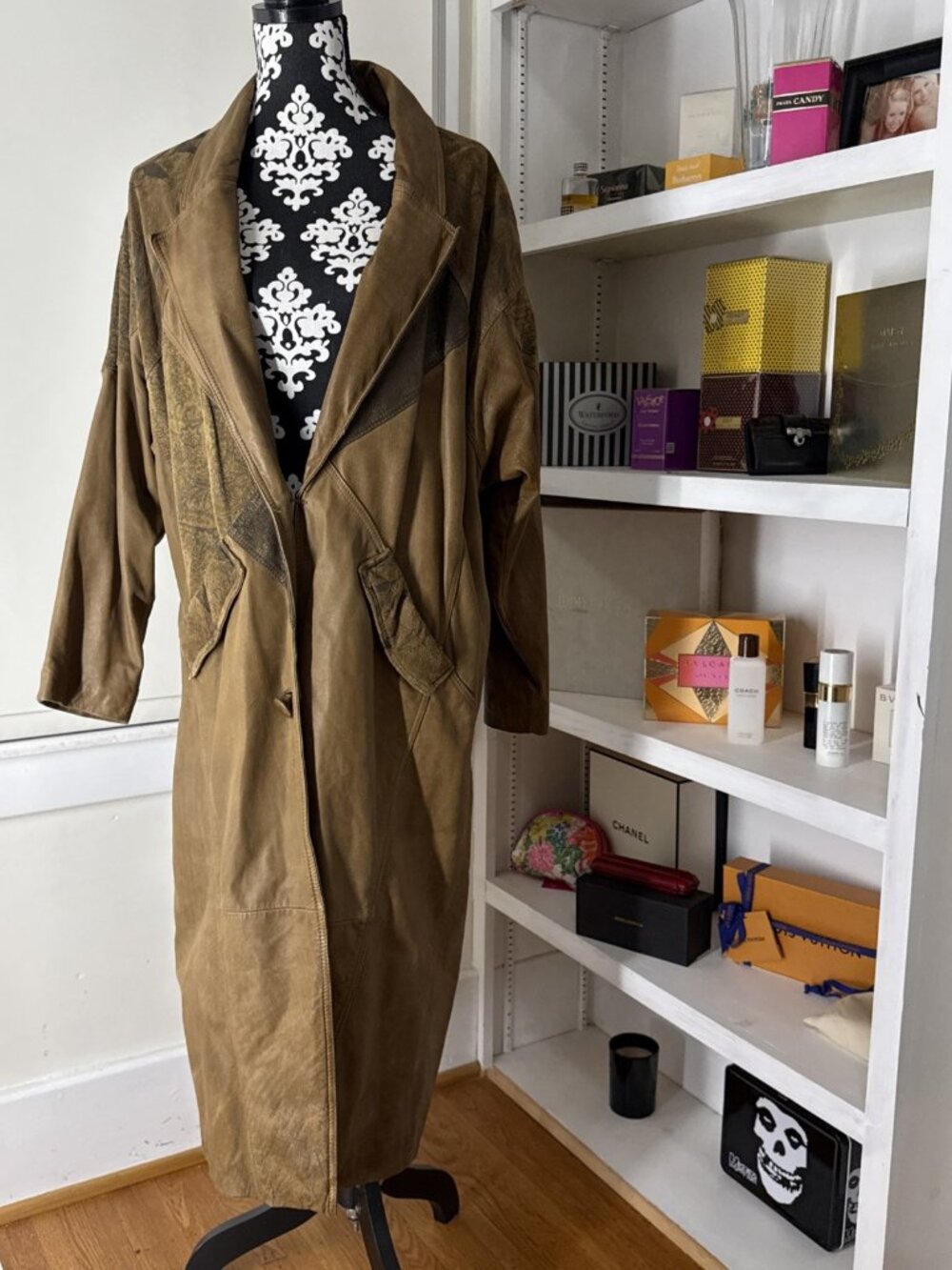 VTG Learsi Leather Trench Coat Duster Jacket Steampunk Cowgirl Western M 80-90's
